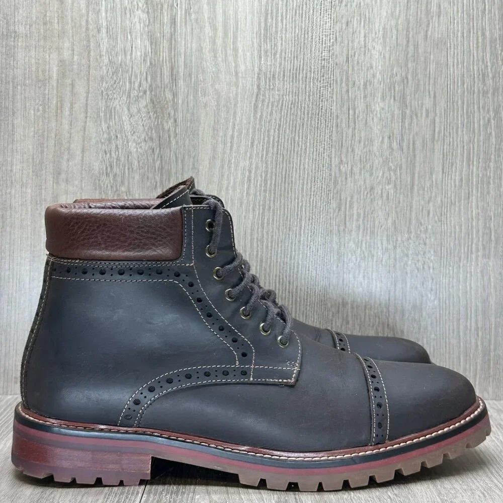 Warfield & Grand Boots Mens Sz 8 Presidio Leather Lace Up Cap Toe Ankle Brown
